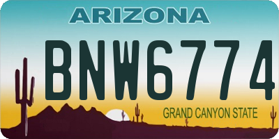 AZ license plate BNW6774