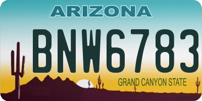 AZ license plate BNW6783