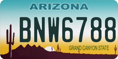 AZ license plate BNW6788