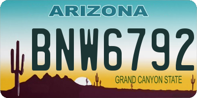 AZ license plate BNW6792