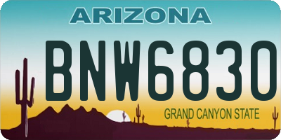 AZ license plate BNW6830