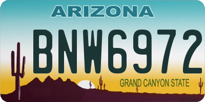 AZ license plate BNW6972
