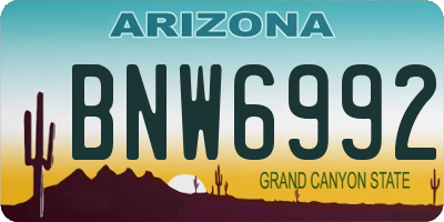AZ license plate BNW6992