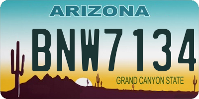 AZ license plate BNW7134