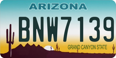 AZ license plate BNW7139