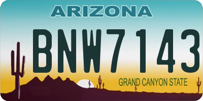 AZ license plate BNW7143