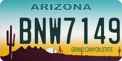 AZ license plate BNW7149