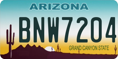 AZ license plate BNW7204