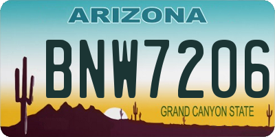 AZ license plate BNW7206