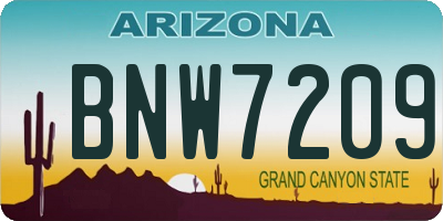 AZ license plate BNW7209