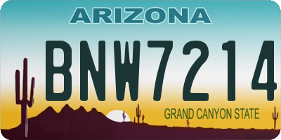 AZ license plate BNW7214