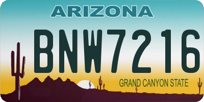 AZ license plate BNW7216