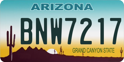 AZ license plate BNW7217