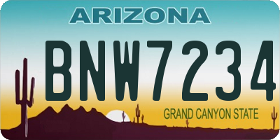 AZ license plate BNW7234