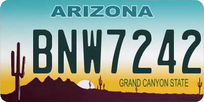 AZ license plate BNW7242