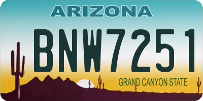 AZ license plate BNW7251