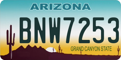 AZ license plate BNW7253