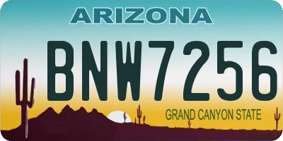 AZ license plate BNW7256