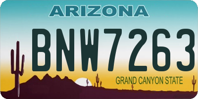 AZ license plate BNW7263