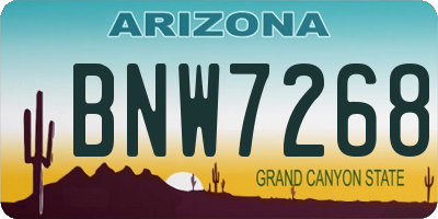 AZ license plate BNW7268