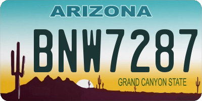 AZ license plate BNW7287