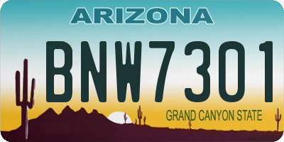 AZ license plate BNW7301