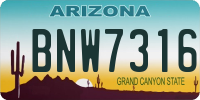 AZ license plate BNW7316