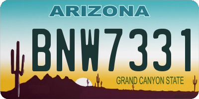 AZ license plate BNW7331