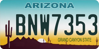 AZ license plate BNW7353