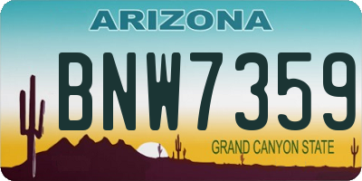 AZ license plate BNW7359