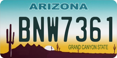 AZ license plate BNW7361
