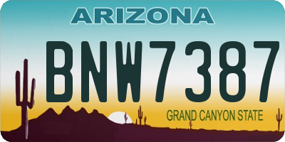 AZ license plate BNW7387