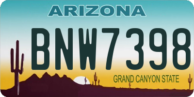 AZ license plate BNW7398