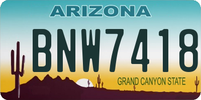 AZ license plate BNW7418