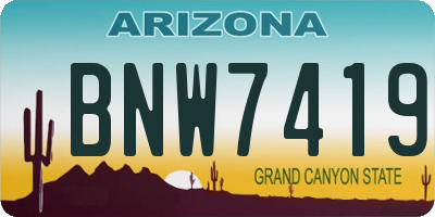AZ license plate BNW7419