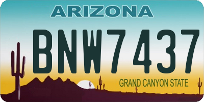 AZ license plate BNW7437