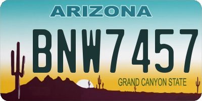 AZ license plate BNW7457