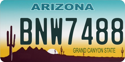 AZ license plate BNW7488