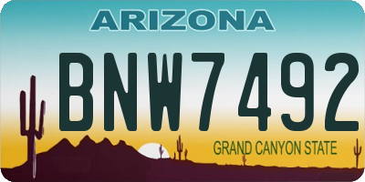 AZ license plate BNW7492