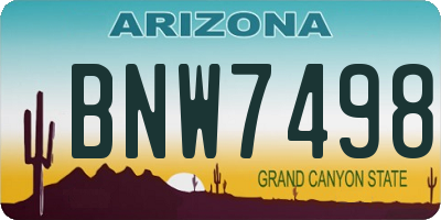 AZ license plate BNW7498