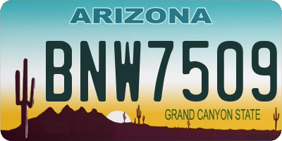 AZ license plate BNW7509