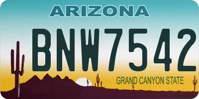 AZ license plate BNW7542