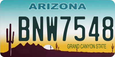 AZ license plate BNW7548