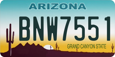 AZ license plate BNW7551