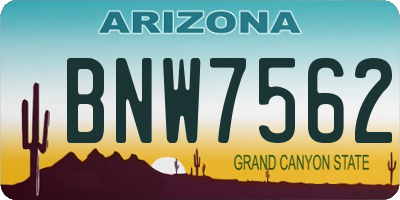 AZ license plate BNW7562