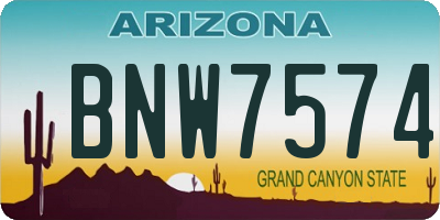 AZ license plate BNW7574