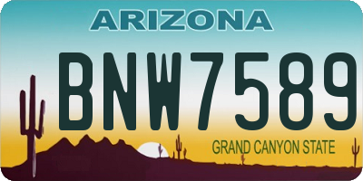 AZ license plate BNW7589
