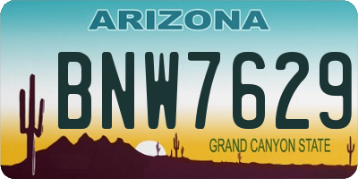 AZ license plate BNW7629