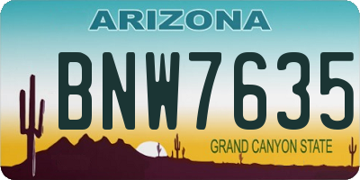 AZ license plate BNW7635