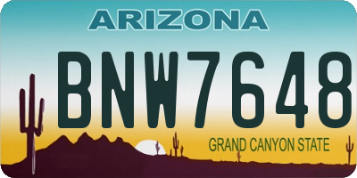 AZ license plate BNW7648